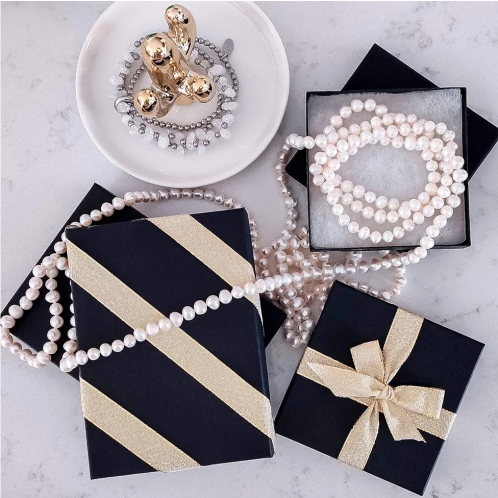 Black Matte Cotton Filled Jewelry Gift Box